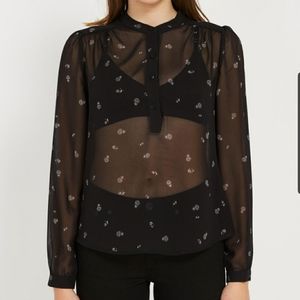 Frank and Oak Chiffon Flower Print Blouse Size M